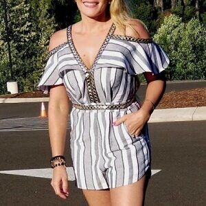 Nautical Girl Striped Romper